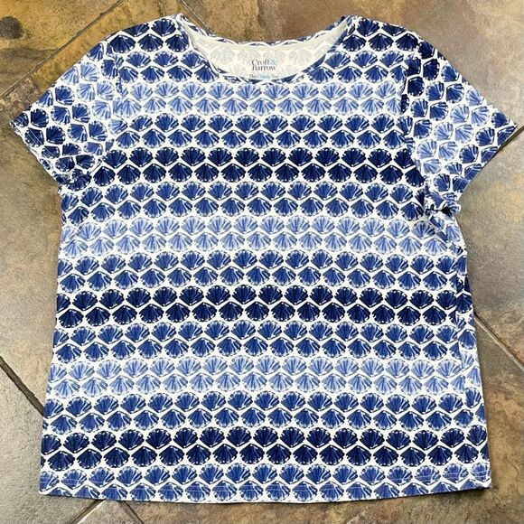 Croft & Barrow Blue White Seashell Pattern T-shirt XXL - Picture 3 of 7